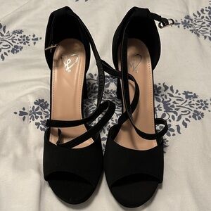 Woman Within Black Strappy Heels